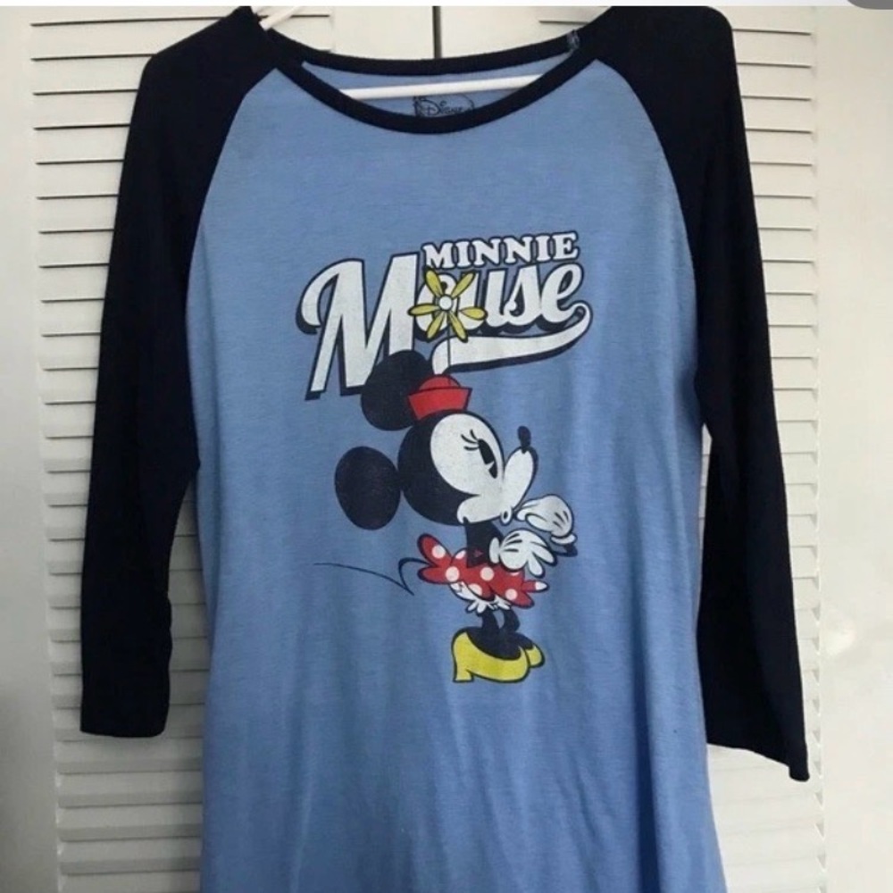 Disney Minnie Mouse Kids Long Sleeve Shirt - Blue and Black